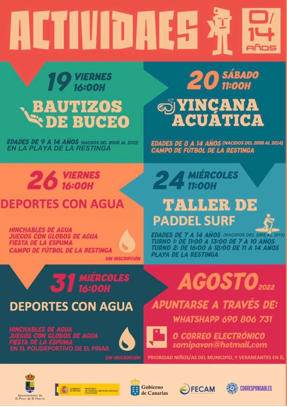 El Pinar organiza un programa de actividades acuáticas para menores de 14 años