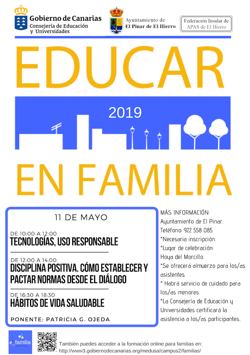 Cartel El Pinar Educar en familia 2019
