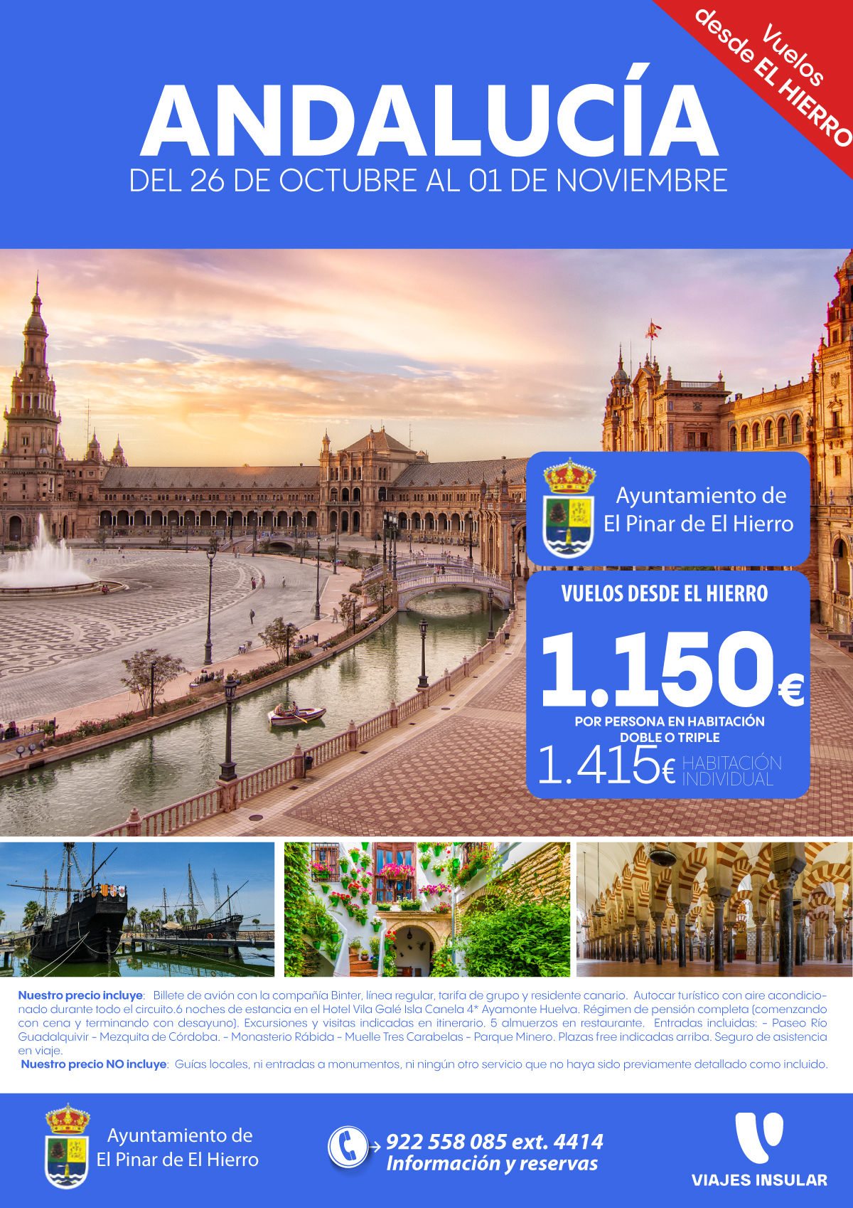 El Ayuntamiento organiza un viaje a Andalucía del 26 de octubre al 1 de noviembre