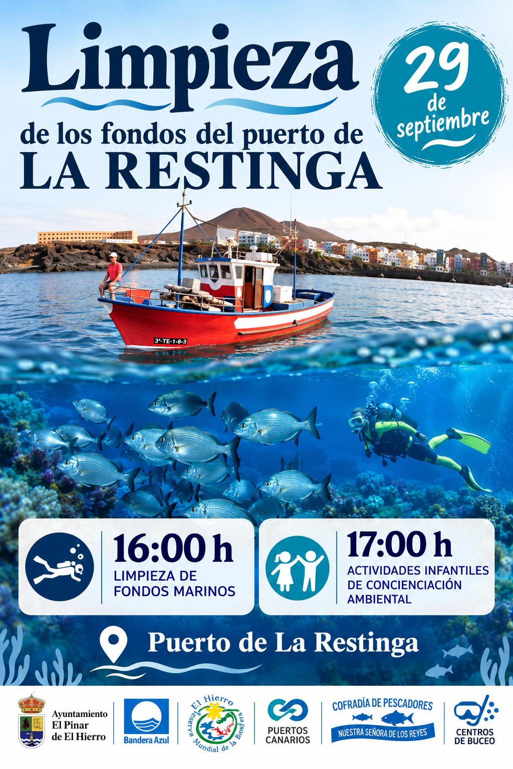 El Pinar organiza una jornada de limpieza de los fondos marinos del Puerto de La Restinga