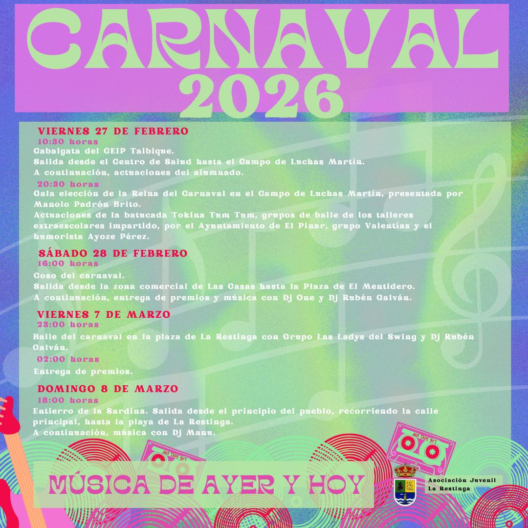 El Pinar diseña el programa del Carnaval 2026, que se celebra entre 27 de febrero y el 8 de marzo 