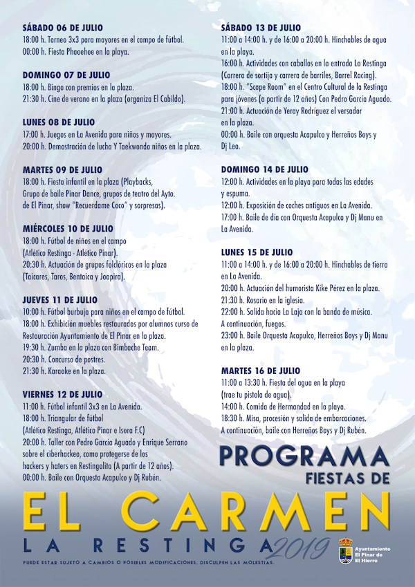 Programa El Carmen 2019